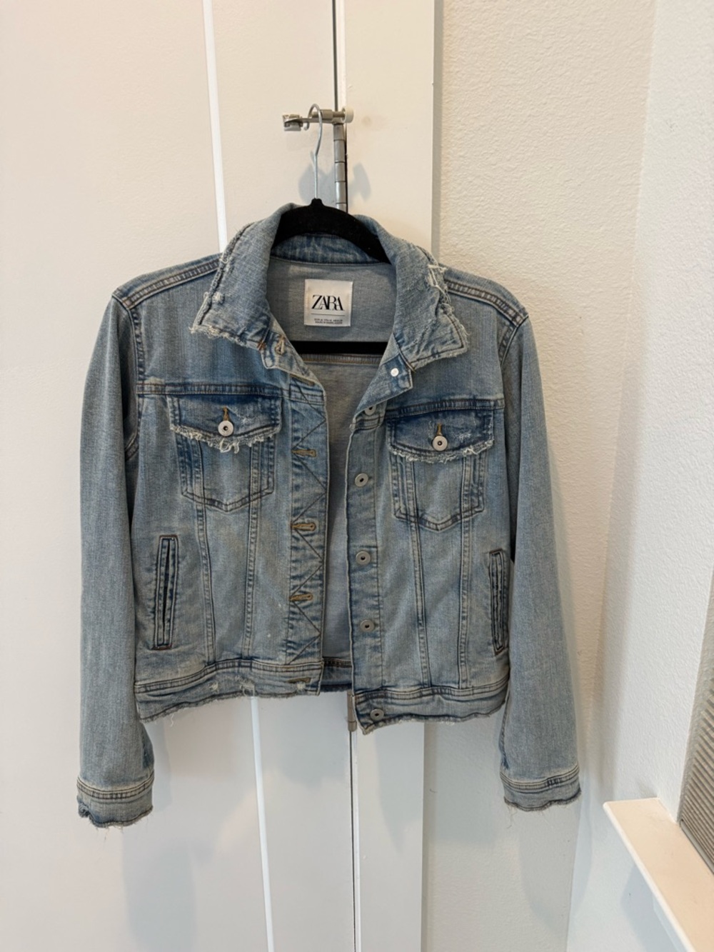 Zara Washed Light Blue Denim Jacket - Women's